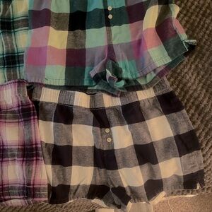 Plaid With Buttons in front of Shorts /Pj’s Set